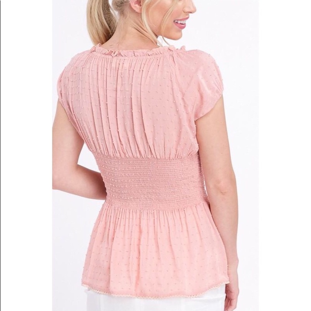 Cap Sleeve Smock Waist Top - Picture 3 of 6